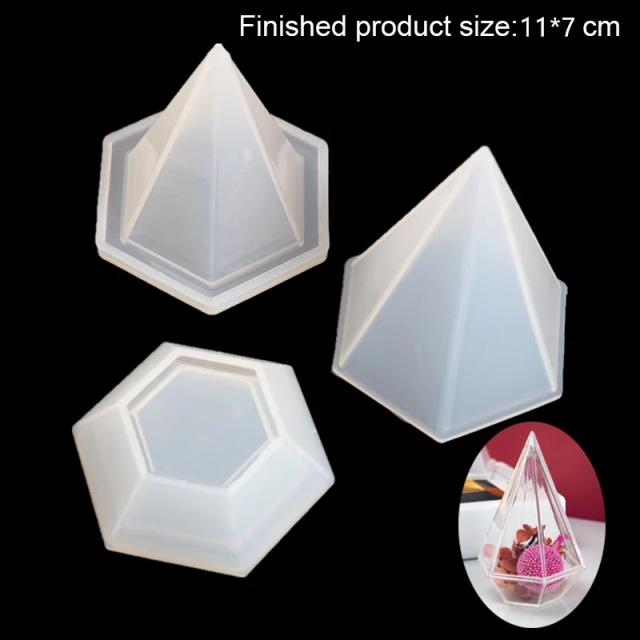 Molde de Silicone para Caixa de Armazenamento em Forma de Diamante para Anéis e Colares em Resina Epóxi DIY