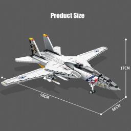 Blocos de construção de aviões militares para crianças Tomcat Fighter Model DIY Large Aircraft, brinquedos para meninos, presentes de aniversário, EUA F-14 - Image 6