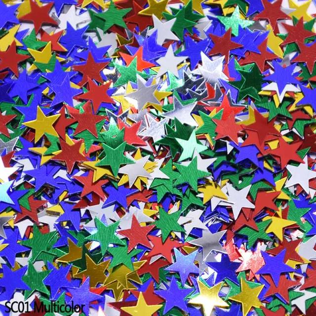 Confete Colorido em Estrelas Acrílicas 6/10mm para Decoração de Mesa em Aniversário de Casamento e Projetos DIY Brilhantes