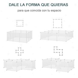 PawHut Small Animal Fence, Gaiola metálica modular, 12 painéis, 24 conectores, coelhos e cachorros, branco, 105x105x45 cm - Image 5