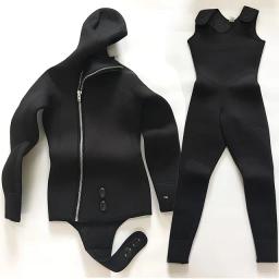 Roupa de mergulho com capuz para homens, 5mm, duas peças, neoprene, mergulho subaquático, caça, surf, com zíper - Image 2