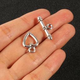 20 conjuntos de aço inoxidável prata cor prendedor pulseira toggle fecho fivela conector para fazer jóias ot fechos diy acessórios - Image 6