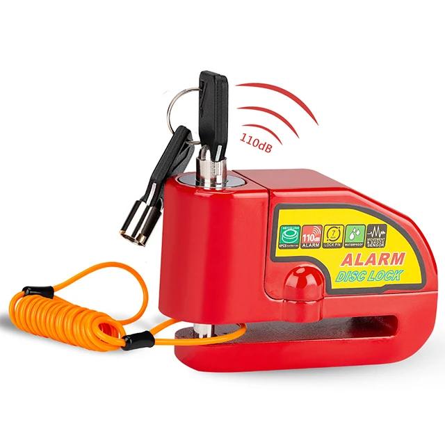 Cadeado com Alarme de 110dB para Bicicleta e Motocicleta, Travão de Disco, à Prova d'Água com Corda de Lembrete para Máxima Segurança