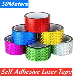 Fita decorativa auto-adesiva, fita adesiva do brilho do laser, etiqueta de carimbo quente, festa de aniversário, decoração do Natal, 50 m - Image 1