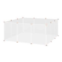 PawHut Small Animal Fence, Gaiola metálica modular, 12 painéis, 24 conectores, coelhos e cachorros, branco, 105x105x45 cm - Image 1