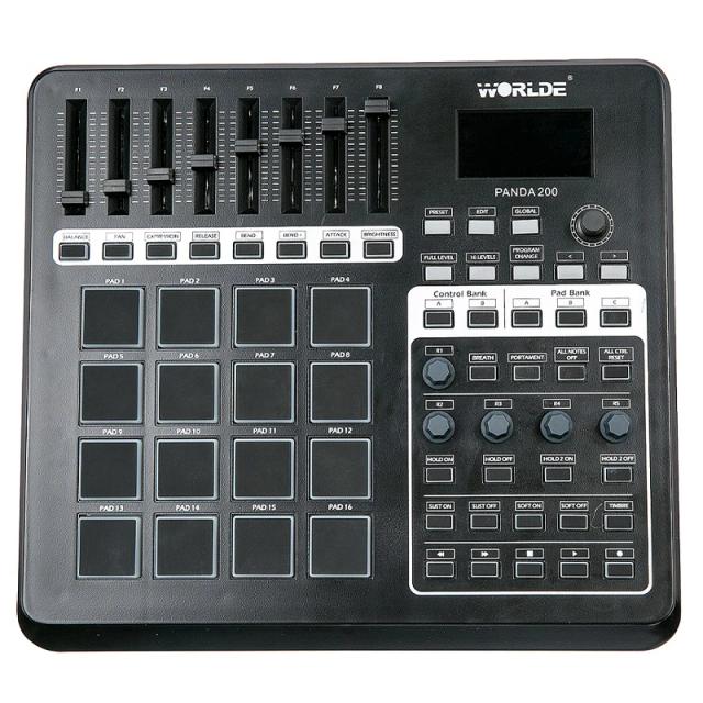 Teclado Controlador MIDI Portátil USB Worlde-PANDA200 com 16 Almofadas de Tambor e Cabo Inclusos