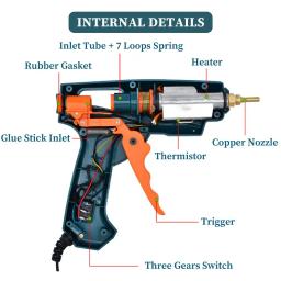 Pistola de cola Hot melt 15 em 1, kit de ferramentas, silicone, interruptor 50w/150w, para artesanato, reparo, diy, cola 11mm, bico de cobre puro - Image 4