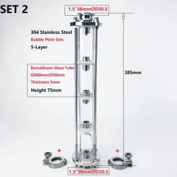 Torre de destilação od50.5 de 1.5 '(38mm) para fabricação de vinho doméstico, altura 385mm, torre de vidro de alta qualidade de 5 camadas. destilador de luar - Image 2