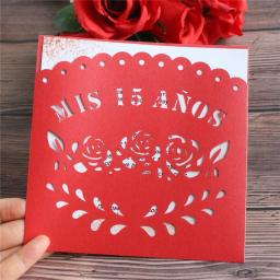 Mís 15 Anos Feliz Aniversário Cartão de Convite da Festa de 15 Anos Digital Cut Floral Flor Do Laço impressão design personalizado - Image 1