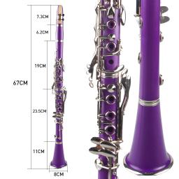 Roxo abs clarinete bb cupronickel banhado a níquel 17 chave com pano de limpeza luvas chave de fenda instrumento woodwind - Image 3
