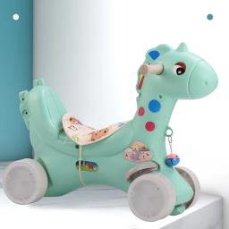 Cavalo de balanço infantil com cinto de segurança, Espessamento de plástico, Passeio em brinquedos animais com assento de música - Image 2