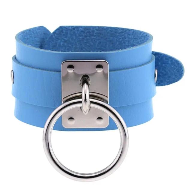 Pulseira de couro redonda estilo harajuku gótico punk para mulheres e homens, acessórios para bruxas rave e cosplay