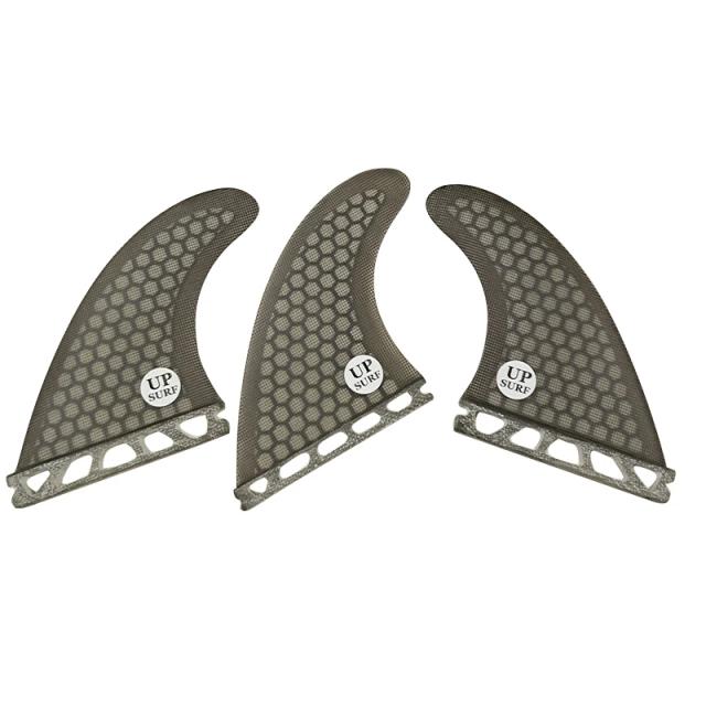 Quilhas Tri Fins G5 de Fibra de Vidro Honeycomb para Pranchas Shortboard - Tamanho M, Cor Cinza