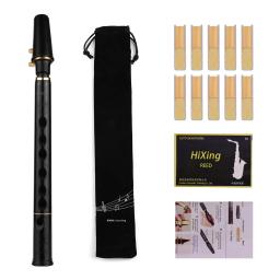 Hixing-Mini bolso saxofone, Material ABS, Sax e bocais, palhetas saco de transporte, instrumento de sopro, C Key, Muslady, 10pcs - Image 6
