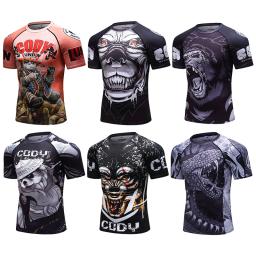 Camisa de compressão manga curta masculina, MMA, BBJ, Rashguard, Muay Thai, Macaco, GI, Kickboxing, Sport, Respirável, Boxe - Image 1