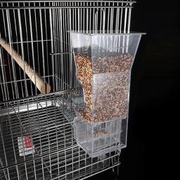 Alimentador automático de pássaros, recipiente de comida em acrílico para sementes de papagaio, acessórios para gaiolas de pássaros para periquitos, canários e cacatuas, dispositivo de alimentação de aves - Image 3