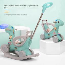 Cavalo de balanço infantil com cinto de segurança, Espessamento de plástico, Passeio em brinquedos animais com assento de música - Image 3