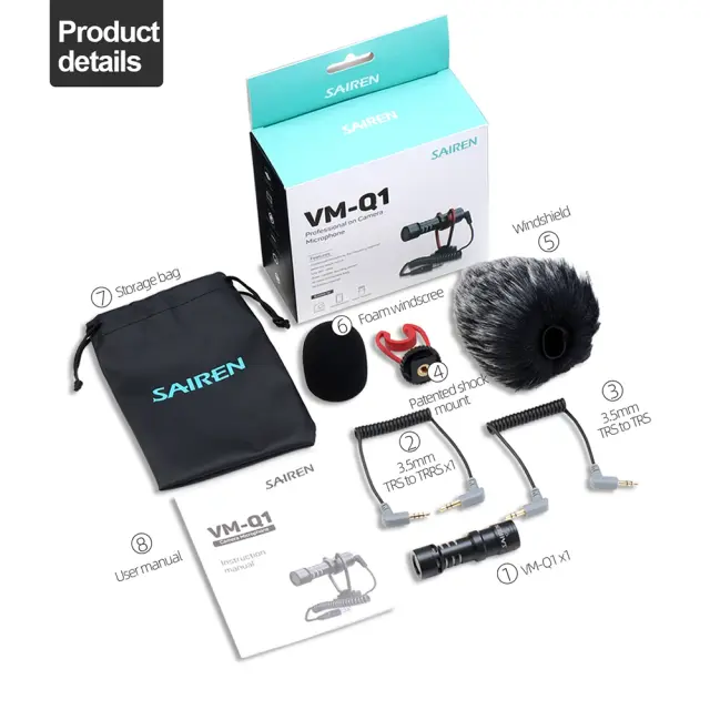 Microfone Universal Ulanzi Sairen Q1: Gravação de Vídeo Profissional para DSLR, Smartphones e GoPro