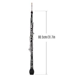 Muslady profissional inglês chifre alto oboé f chave corpo de madeira sintética prata-banhado chaves instrumento de sopro de madeira com luvas de reed - Image 2
