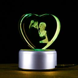 Moldura para foto de cristal com base de led, gravada a laser 3d, personalizada, para casais, lembrança de aniversário de casamento, dia dos namorados - Image 1