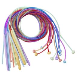 Agulhas de tricô plásticas coloridas, Tubo elástico, Tapete tunisiano Crochet Ganchos, Agulhas de tecelagem, Sweater Tool, 120cm, 12Pcs, Conjunto - Image 1
