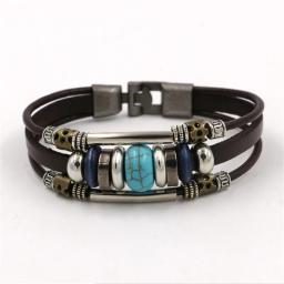 Pulseira de Couro Retro Multi Camadas para Homens e Mulheres, Pedra Natural, Acessórios de Liga, Tendência Jóias, Presente Amizade, Novo Design - Image 6