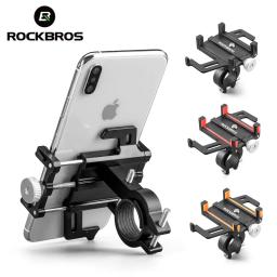 Rockbros-suporte de celular para bicicleta e motocicleta, suporte de liga de alumínio, mecânico, cinco furos, para telefone - Image 1