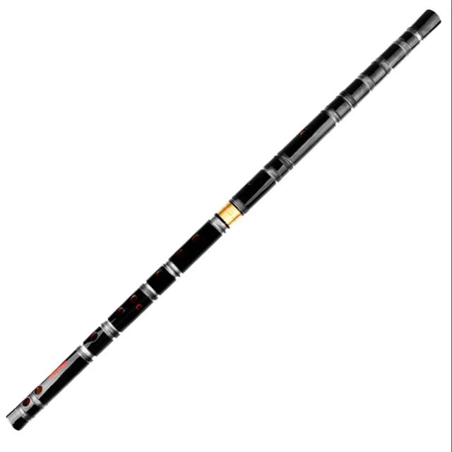 Flauta de Bambu Preto com Linha Transparente - Instrumento Musical Artesanal Chinês com Chave Separável