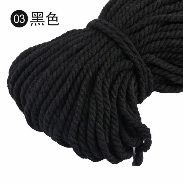 Corda Grossa de Algodão Colorida para Artesanato DIY - Corda Trançada de 5m para Encadernação e Costura Decorativa
