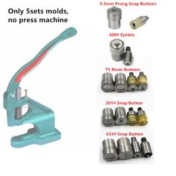 Máquina de pressão manual, 5 conjuntos de ferramentas para prensagem braçadeira 9.5mm botões de pressão molde 6mm ilhós anilha molde t5/633/201 botões de pressão - Image 1