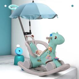 Cavalo de balanço infantil com cinto de segurança, Espessamento de plástico, Passeio em brinquedos animais com assento de música - Image 6