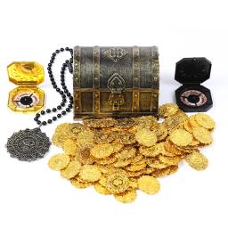 100 pçs plástico ouro tesouro moedas pirata moedas de ouro adereços brinquedos halloween decoração crianças festa aniversário adereços acessórios - Image 1