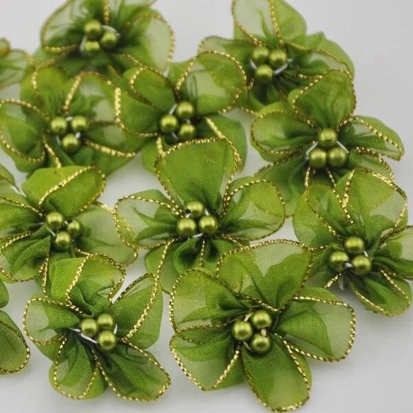 Fita de organza com arcos florais, 10pcs, 30mm, apliques, artesanato do casamento, decoração do Natal, diy - Image 1