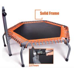 Trampolim Fitness dobrável com corrimão ajustável, corda elástica e suporte do telefone móvel, 50" - Image 6