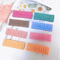Molde De Vela De Silicone Com Palavras Diferentes, Arte DIY, Pilar De Bloco De Slogan, Letra Retangular, Velas Do Alfabeto, Casamento - Image 4
