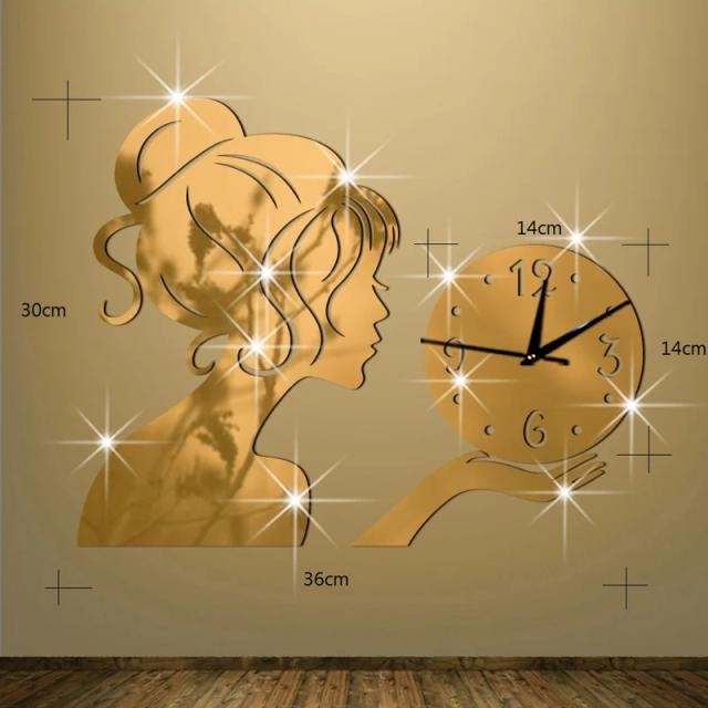 Relógio de Parede Vintage Esculpido em Madeira com Espelho de Vidro - Decoração Personalizada para Sala de Estar e Quarto