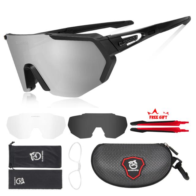 Óculos de Sol Polarizados QUESHARK para Homens e Mulheres - Kit de 3 Lentes para Esportes e Ciclismo