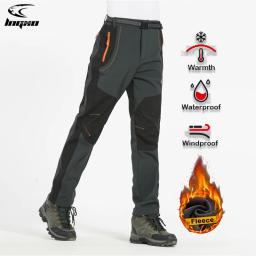LNGXO-Calças masculinas de caminhada de lã quente grossa, impermeável, à prova de vento, ao ar livre, calças de chuva, trekking, camping, inverno - Image 1