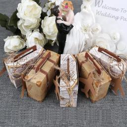 Mini Mala De Papel Kraft, Caixa De Doces, Presente Temático De Viagem, Favores De Festa De Casamento Para Convidados, Chuveiro De Bebê, Fontes De Festa De Aniversário - Image 6
