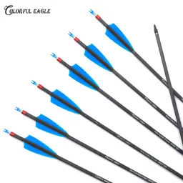 Sp300 400 tiro com arco 100% flechas de carbono puro 3 feather feather pena 28 "30" 31 "eixo para arco recurvo composto caça tiro - Image 1