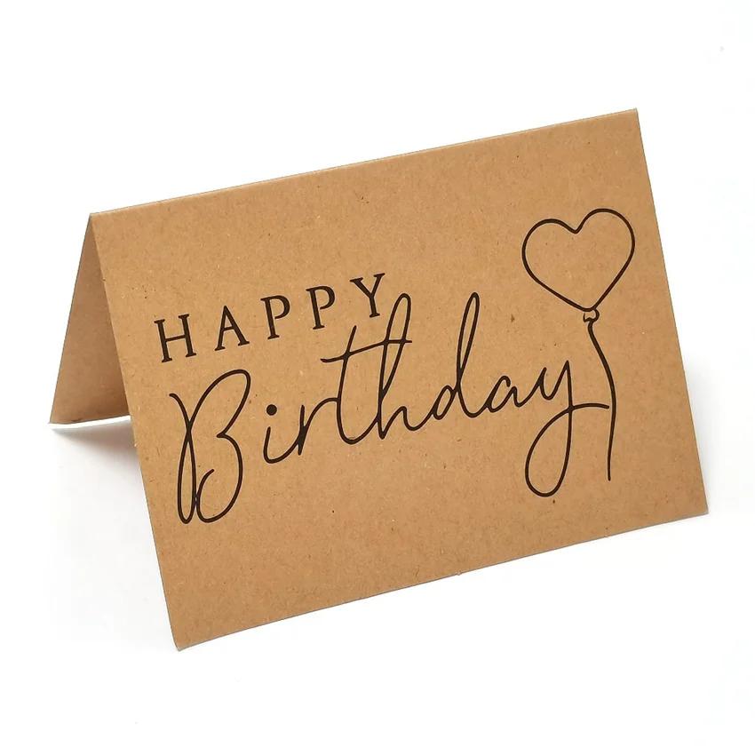 Cartões de comemoração de aniversário 4x6 '', papel kraft, cartão de agradecimento de aniversário para decoração, cartões de note em branco, materiais para festas de cozimento com 10 peças - Image 1