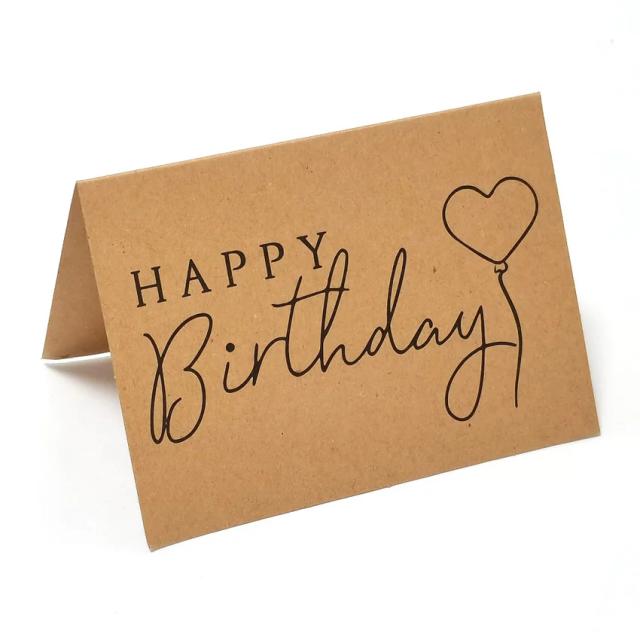 Cartões de Aniversário 4x6" em Papel Kraft - Kit com 10 Peças para Decoração e Agradecimento