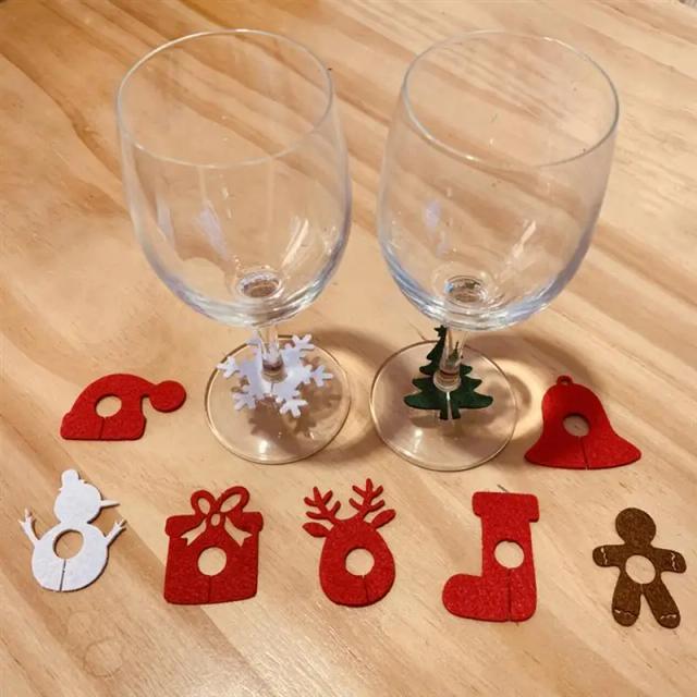 Marcador de Copo para Vinho com 9 Modos - Decoração Criativa e Identificadores para Festas e Natal
