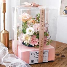 Criativo panorâmico pvc rosa caixa de buquê à prova dwaterproof água dia dos namorados sacos de presente flor caixa de embalagem florista suprimentos de embalagem - Image 5