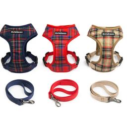 Suprimentos para animais de estimação trela conjunto cão arnês cão colete pet trela poliéster cinta peito fivela design pode ajustar o tamanho do busto - Image 1