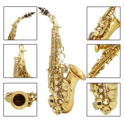 Latão saxofone botões com Golden Carve padrão, Bb Bend, limão Sax Soprano, Pearl White Shell, instrumento de sopro - Image 3
