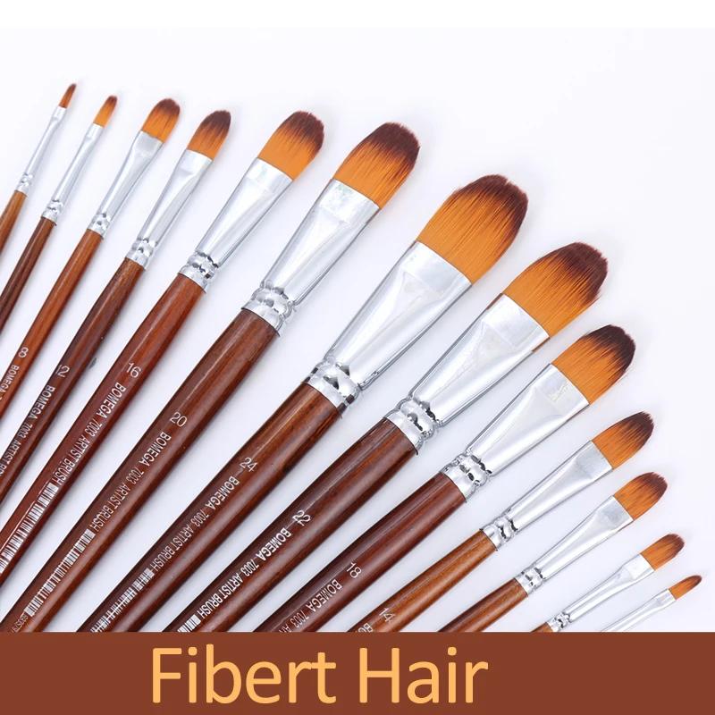 Kit de 13 Pincéis Artísticos com Cabelo de Nylon e Cabo Longo para Pintura em Óleo, Acrílico e Aquarela - Materiais Profissionais de Arte