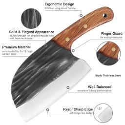 Faca de cozinha artesanal com cabo de madeira Wenge, alto carbono, aço folheado, super afiado, corte de açougue, Nakiri, carne, peixe - Image 3