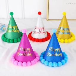 Festa de aniversário decoração do cabelo bola festa chapéu crianças adulto aniversário vestir-se suprimentos bola de pelúcia festa de aniversário chapéu atacado - Image 1