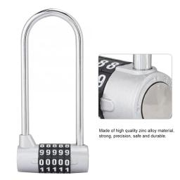 Zinc Alloy Bike U-Shape Anti-Theft Lock Combinação, Digit Password Code, Extra Long, Cabinet Door Padlock for Gym and School - Image 6